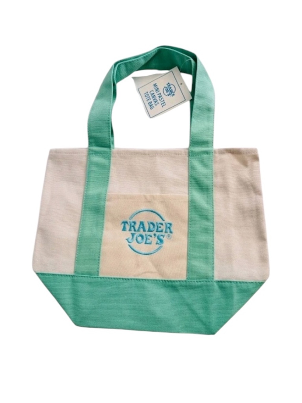 🔥Limited Edition!🔥 Trader Joe’s Pastel Green Canvas Mini Tote Bag 2026 NWT!